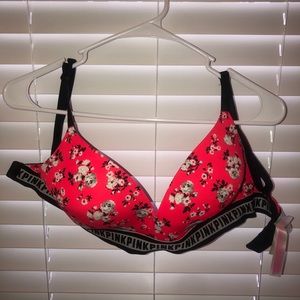 Victorious Secret Pink Red Flower Bra 32DD